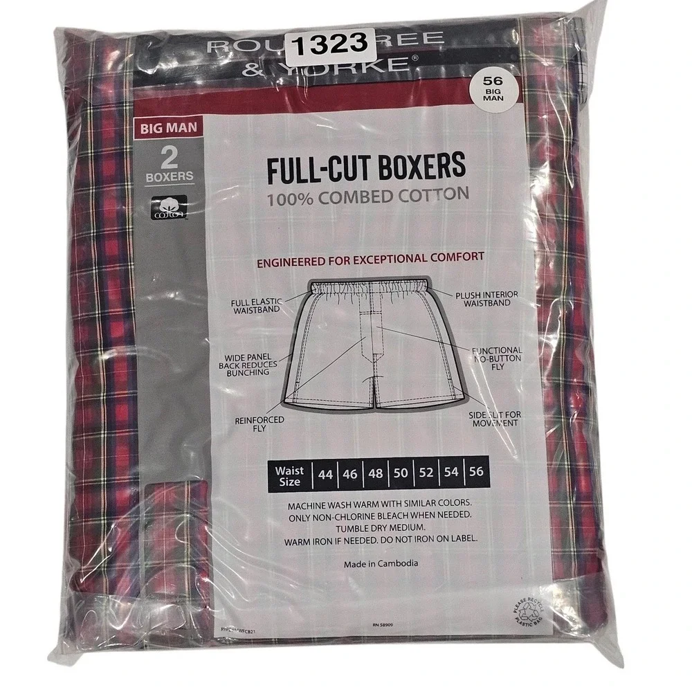 Lot of 2 Boxers Size 56 Big‎ Man Roundtree & Yorke (4 Pairs) Full-Cut Underwear